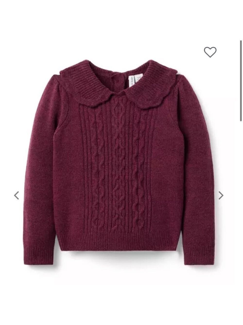 Girls' Cable-Knit Sweater with Peter Pan Collar - Burgundy